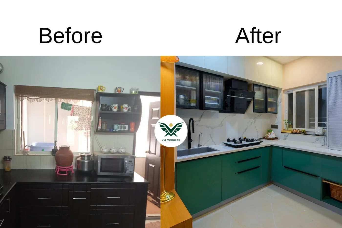 Modular Kitchen Before and After | Best Modular Kitchens | ARK Towers (Hyderabad) Project by VM Modular