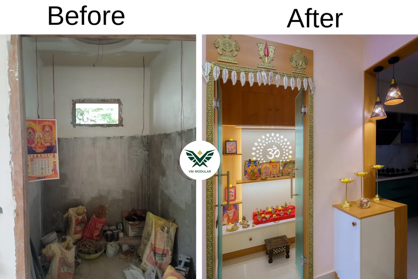 Modular pooja room | ARK TOWERS (Hyderabad) project | VM Modular
